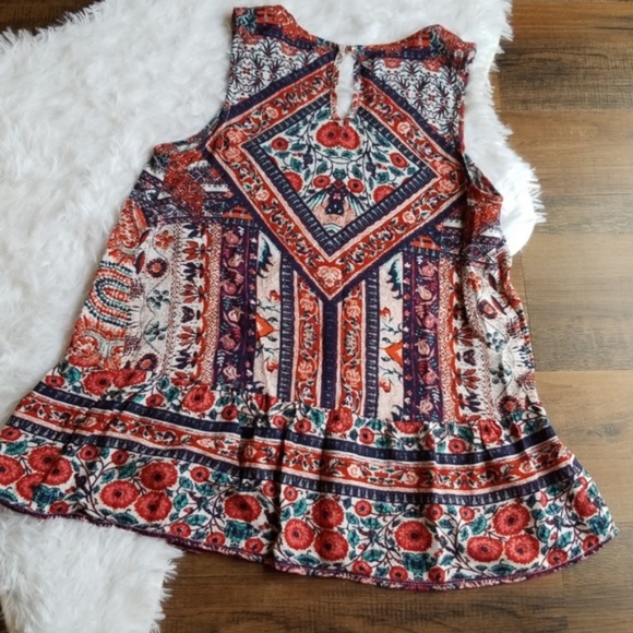 Xhilaration Floral Paisley Boho Crochet Tank Top M - Picture 5 of 6